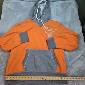 American Eagle Hoodie Mens XL Cotton Blend Vintage Graphic Fleece Orange & Grey